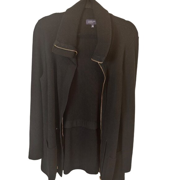 Jones New York XL Black Open Front Cardigan With Ribbed Design & Pockets - Picture 3 of 10